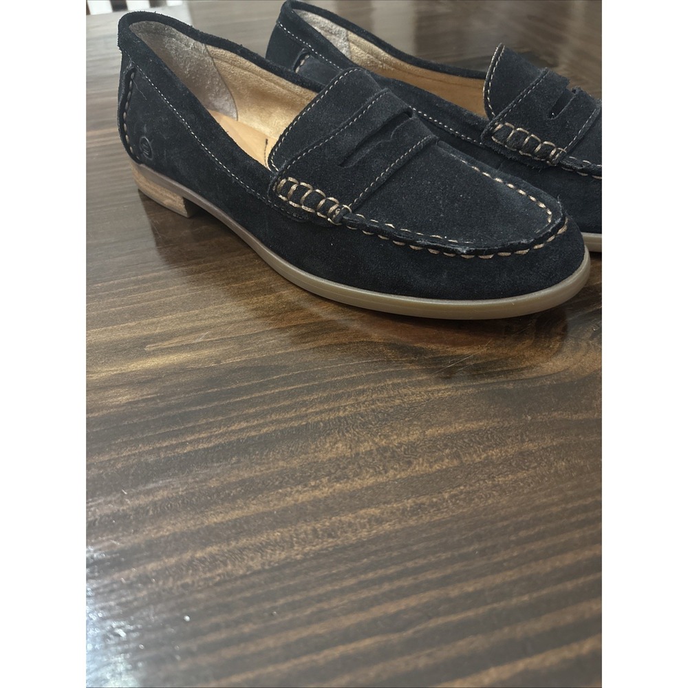 Women's Born Black Suede Penny Loafers Casual Comfortable  Shoes Size 8
